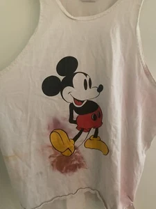 Vintage 90’s Mickey Mouse White Dyed Tank Top Size Large L Jerzees Made in USA - Picture 1 of 5