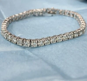 Tennis Bracelet Round Brilliants Diamonds 11.10 Carats White Gold - Picture 1 of 4
