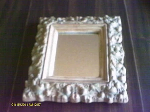 Ornate Mirror 10 1/2 x 9 inches for Wall Mounting gold green patina - Picture 1 of 6