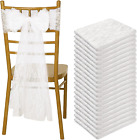 VitalCozy 50 Pcs Vintage White Lace Chair Sashes Embroidered Boho Chair Sash for