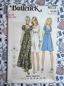 Butterick Sewing Pattern 6175 Junior Dress Size 5 Bust 30 Cut Complete - Picture 1 of 3