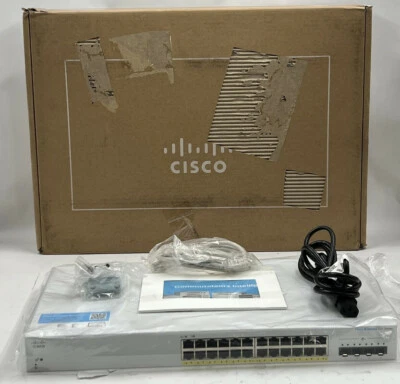 CISCO BUSINESS CBS220-24P-4X-NA 24 PORT GIGABIT POE SMART SWITCH - Image 1 of 4