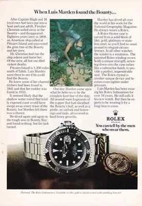 Rolex Submariner Luis Marden Found The Bounty Original Vintage Print Ad von 1974!! - Bild 1 von 1