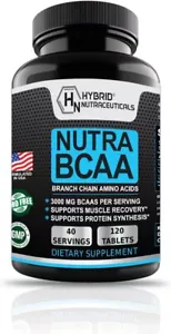Aminoácidos Nutra BCAA, 3000 mg sin azúcar preentrenamiento sin ceatina, no transgénicos - Imagen 1 de 9