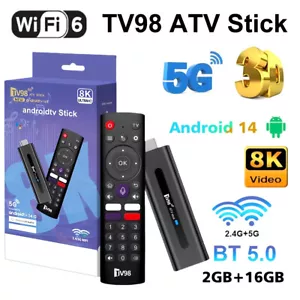 Android 14 TV Stick 8K Ultra HD Streaming Media Player Quad Core WiFi 6 TV Box - Picture 1 of 26