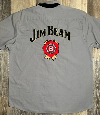 Jim Beam Shirt Men's Size Medium Embroidered Logo Gray Short Sleeve - Image 1 of 4