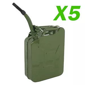 5PCS Jerry Can 5 Gallon 20L Army Backup Military Steel Tank Green Solid Tank - Bild 1 von 11
