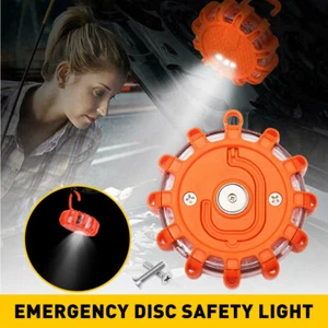 LED Road Flares Disc Safety Light Flashing Roadside Beacon Warning - Picture 1 of 10