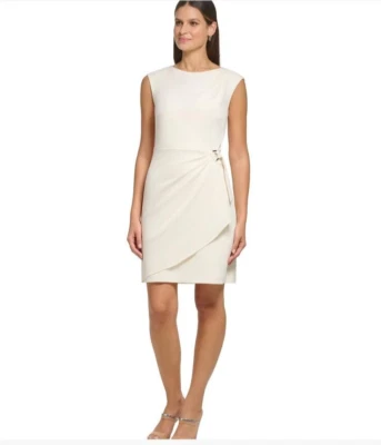 Women's Draped O-Ring Faux-Wrap Scuba Crepe Dress Size 12 - Image 1 of 4