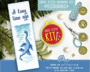 DIY cross stitch kit 'Plesiosaurus Dino' - Embroidery kit for handmade bookmark - Picture 1 of 8