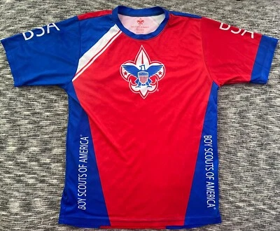 Boy Scouts of America Red Shirt Youth Large BSA Jersey Cycling Made In The USA - Image 1 of 4