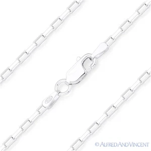 Solid .925 Italy Sterling Silver 1.7mm Long Open Box Link Italian Chain Necklace - Picture 1 of 2