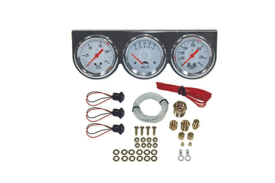 Manómetro, 2-5/8" Triple con Presión de Aceite, Voltaje y Temperatura del Agua (Cromo) Foto 1 de 1