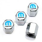 (4) Mopar Blue Logo Chrome ABS Car Truck Tire/Wheel Air Stem Valve CAPS Covers