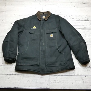 VINTAGE Carhartt C03 Jacket Mens 3XL Black Duck Canvas Corduroy Collar Insulated - Picture 1 of 10