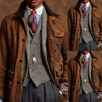 Suede Brown Men's Jacket Casual Sports Leisure Slim Fit Coat Blazer Slim Fit - Image 1 of 4