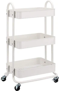 Carro utilitario o de cocina con ruedas de 3 niveles - Blanco, 13.35"Dx17"Wx31"H - Picture 1 of 7