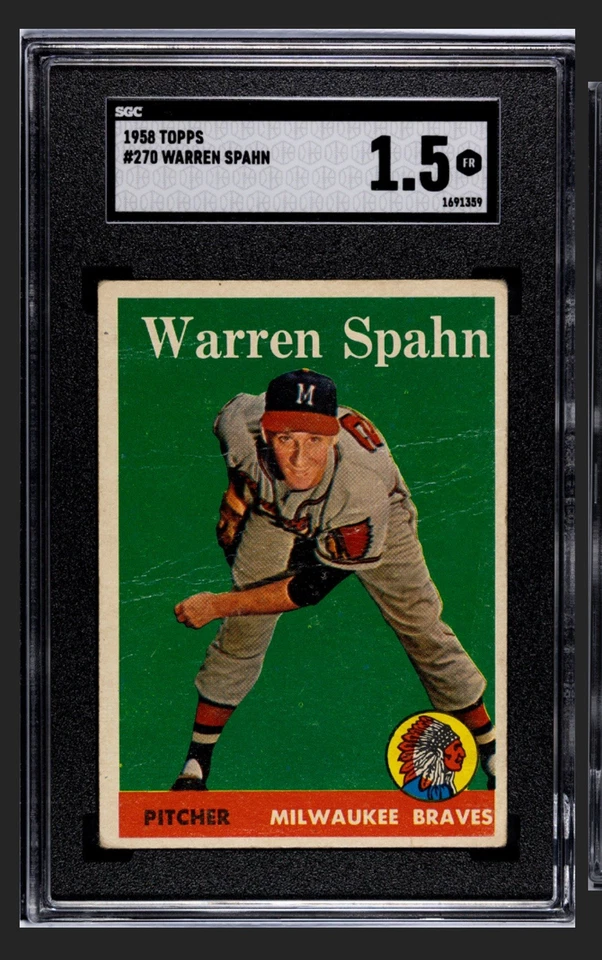 🔥🟦Warren Spahn🟥🔥1958 Topps - #270 SGC 1.5 HOF VINTAGE BRAVES Foto 1 de 2