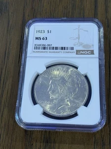 MS63 1923 Peace Silber Dollar NGC schön getönt *102 - Bild 1 von 2