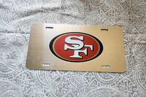 Espejo de fútbol americano reflectante novedad de los San Francisco 49ers etiqueta de matrícula 6x12 pulgadas - Imagen 1 de 1