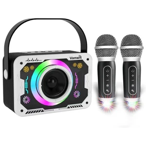 Karaoke Machine with 2 Wireless Microphones, Disco Lights, Portable Bluetooth... - Picture 1 of 6