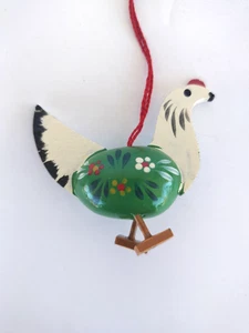 Vintage Holz deutsches Ornament Hühnerei leuchtende Farben Frühlingsgrün - Bild 1 von 3