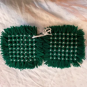 Handgefertigt Gewebt Garn Topf Halter Schwarz & Grün Quadrat Set-2 7"x7" Küche Dekor - Bild 1 von 7