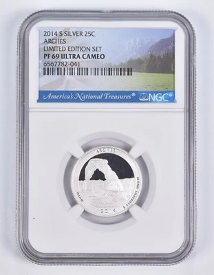 2014-S Silver PF69 ANT Arches Quarter Limited Edition NGC *1636 - Image 1 of 4