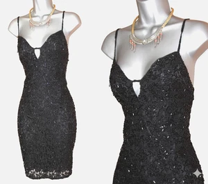 Mini Vestido Karen Millen 12 Negro Encaje Cuentas Pesadas De Colección Único Raro Cóctel - Imagen 1 de 7