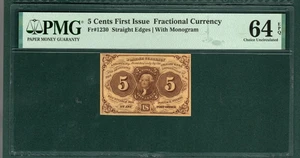 FR 1230 5 Cent 1st Issue US FRACTIONAL CURRENCY  PMG 64 PPQ CH UNC - W1 - Picture 1 of 2