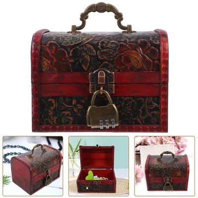  Schmuckkästchen Retro Aufbewahrungsbox Abschließbar Truhe Aus Holz - Bild 1 von 4