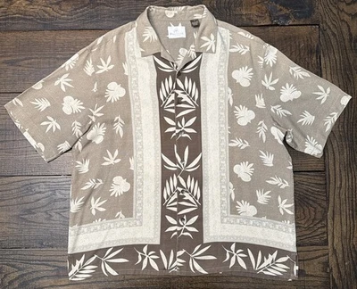 Paradise by Axis Mens Hawaiian Shirt 100% Silk Short Sleeve Gray Medium Button - Image 1 of 4