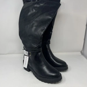 Lane Bryant Riding Boots Black Mid Calf Rubber Soles Side Zip Womens Size 9EW - Picture 1 of 7