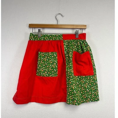 Medio Delantal Vintage Rojo Floral Bolsillos Retazos Cocina Hornear Cocina Retro S/M Foto 1 de 4
