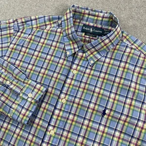 Camisa Polo Ralph Lauren Para Hombres XL Madras Cuadros Abotonados Calce Clásico Algodón Poni - Imagen 1 de 13