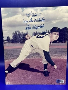 HOF Don Drysdale Brooklyn / Los Angeles Dodgers signed 8x10 photo Becket BAS - Picture 1 of 3