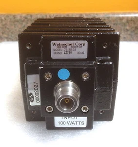Atenuador coaxial Weinschel 73-30-33 DC a 8,5 GHz, 30 dB, 100 vatios, tipo N (F-F) - Imagen 1 de 2