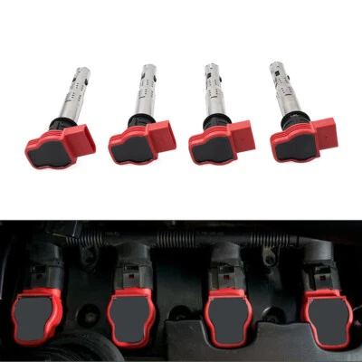 4Pcs Ignition Coil UF529 For Audi A3 A4 A5 Q5 TT For VW Beetle Golf Jetta Passat - Image 1 of 4