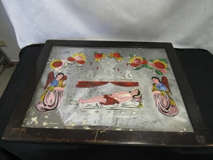Hinterglas SPIEGEL Bild,   Zwiesel Graglegung um 1900 54x44 cm  Fehlstellen - Bild 1 von 7