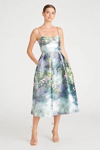 Nuevo Vestido Midi ML MONIQUE LHUILLIER Correa Espagueti Talla 4P - Imagen 1 de 12