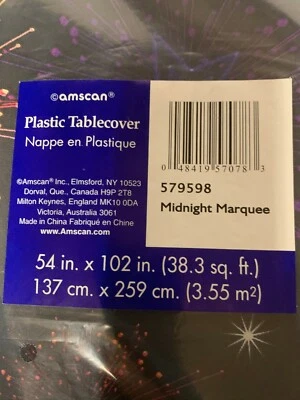 Midnight Marquee Plastic Tablecover Keep On Smiling 54 in X 102 in Tablecover - Image 1 of 4