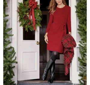 Talbots Wear to Work Side Tie Shimmer Red Shift Dress Women’s Size XL Petite - Picture 1 of 15