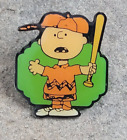 Charlie Brown Orange Outfit Hat Baseball Bat Peanuts Vintage Lapel Pin