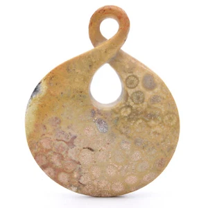 50mm Pendant Necklace Fossilised Coral Natural Handmade Healing Reiki - Picture 1 of 2