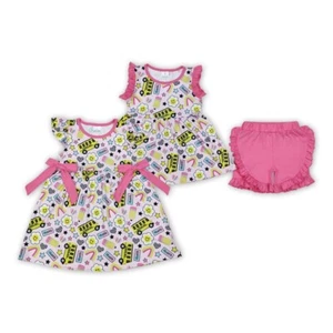 Conjuntos de vestidos para hermanos bebés niñas autobús regreso a la escuela - Imagen 1 de 7