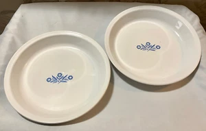 Lot Two (2) Corning Ware Blue Cornflower P-309 Pie Plates - Measures 9" by 1.25" - Picture 1 of 2