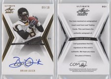 2012 Ultimate Leaf Draft Gold /10 Brian Quick #BQ1 Rookie Auto RC