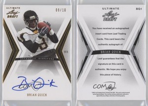 2012 Ultimate Leaf Draft Gold /10 Brian Quick #BQ1 Rookie Auto RC
