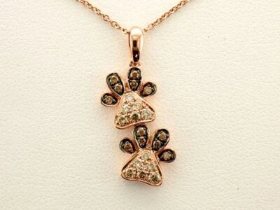 LeVian 14K Rose Gold 0.36 TCW Nude Chocolate Diamond Dogpaw Pendant 18" Necklace - Image 1 of 4