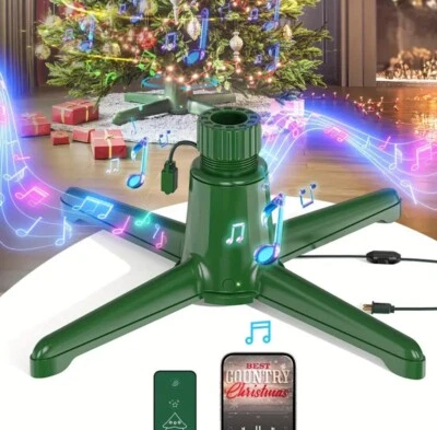 Musical Rotating Christmas Tree Stand, Anti-tilt Noiseless, Up to 9ft 120 lb  - Image 1 of 4